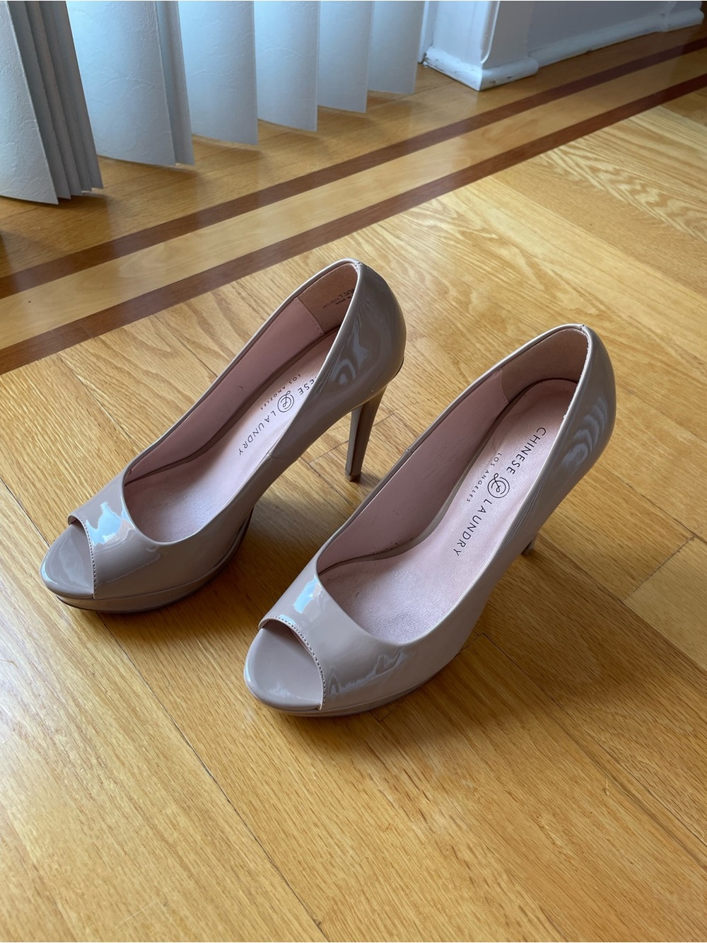 Chinese Laundry Nude Patent Peep-Toe Heels
